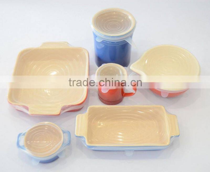 6 Sizes Reusable Silicone Stretch Lids Food and Bowl Covers