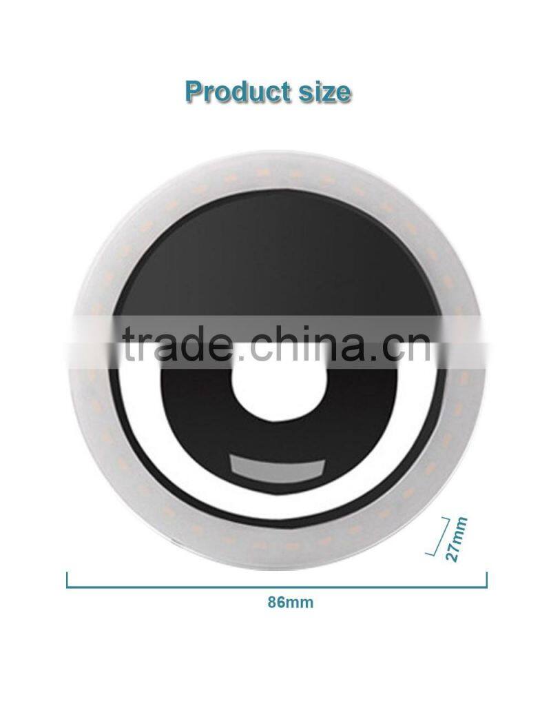Rechargeable Selfie Ring Light Beauty Flashlight Li-Poly 36 LED Cellphone LED Fill Camera Light
