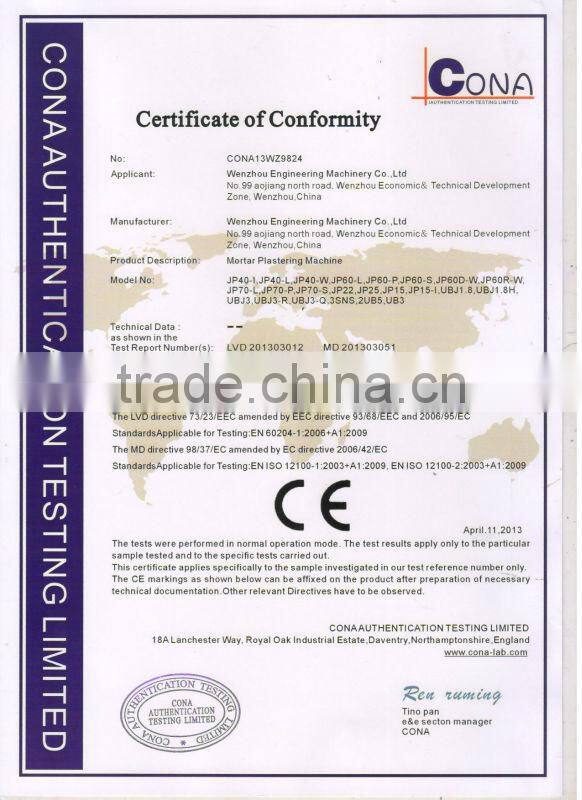 Max plastering height 30m JP70-L machine for plaster for EPS panels and ceiling