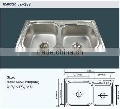 double bowl stainless steel kitchen vegetable wash basin