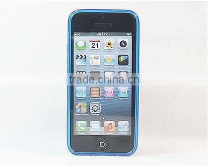 Drill stone glossy TPU soft rubber lining for iphone 5c BLUE
