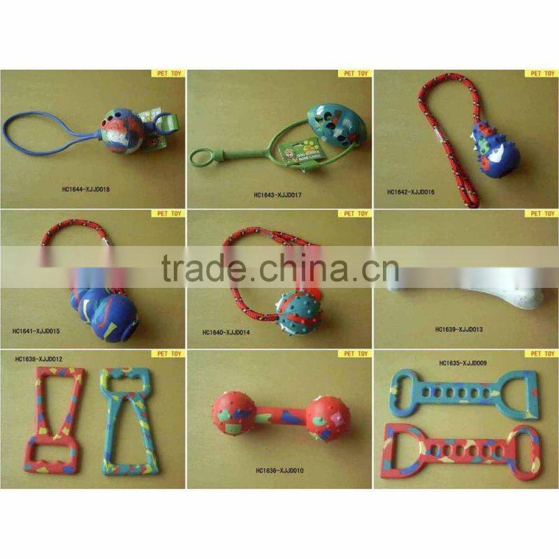 TPR Rubber pet dog toy with cotton rope