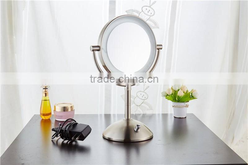 Double-sided battery-operated makeup mirror with 3X magnification, LED mirror