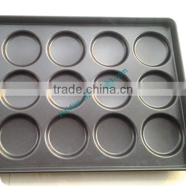 High quality 15 grooves aluminum alloy hamburger teflon coated baking tray round brea baking tray