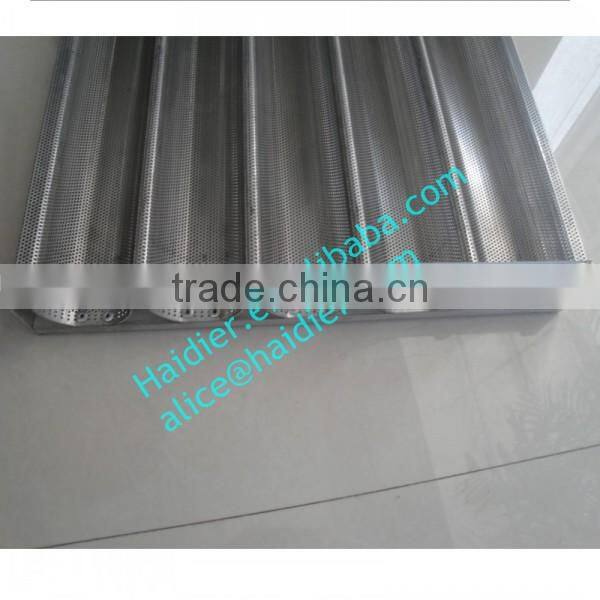 Aluminum alloy perforated 5 grooves teflon french baking pan/french baguette tray for oven