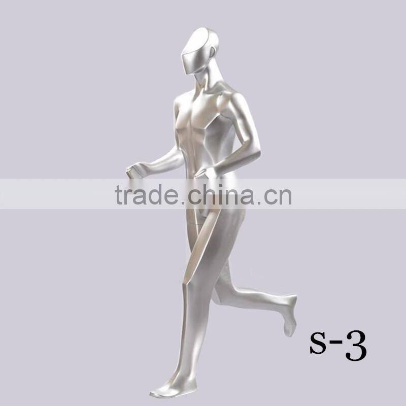 Half head Silver running sport male mannequin for sale