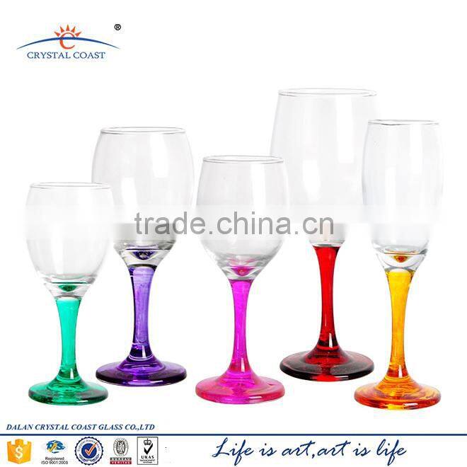 cheap high quality red colored wine decorative glass goblet