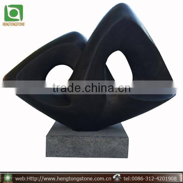 Hand Carved Modern Black Marble Abstract Sculpture