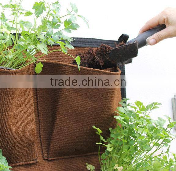 Brown Vertical Garden Pocket Planters,Vertical Garden Grow Bags,Hanging Plant Bags