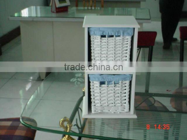 Large natural wooden cabinet wicker furniture with handle