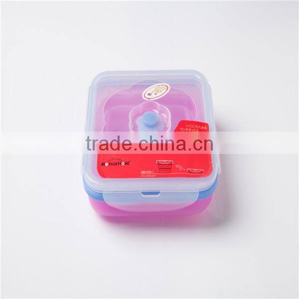 100% Food Grade Microwave Safe silicone foldable bowl with lockable lids