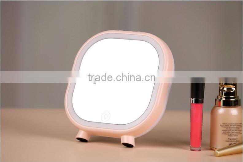 New Cool Multi-functional Makeup Mirror With Bluetooth Speaker LED Light Clock Support Mobile Phone Charging