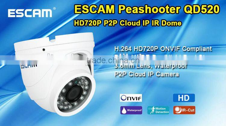 Hot-selling Cheap ESCAM Peashooter QD520 HD720P P2P Cloud IP IR Dome CCTV Camera For Wholesale