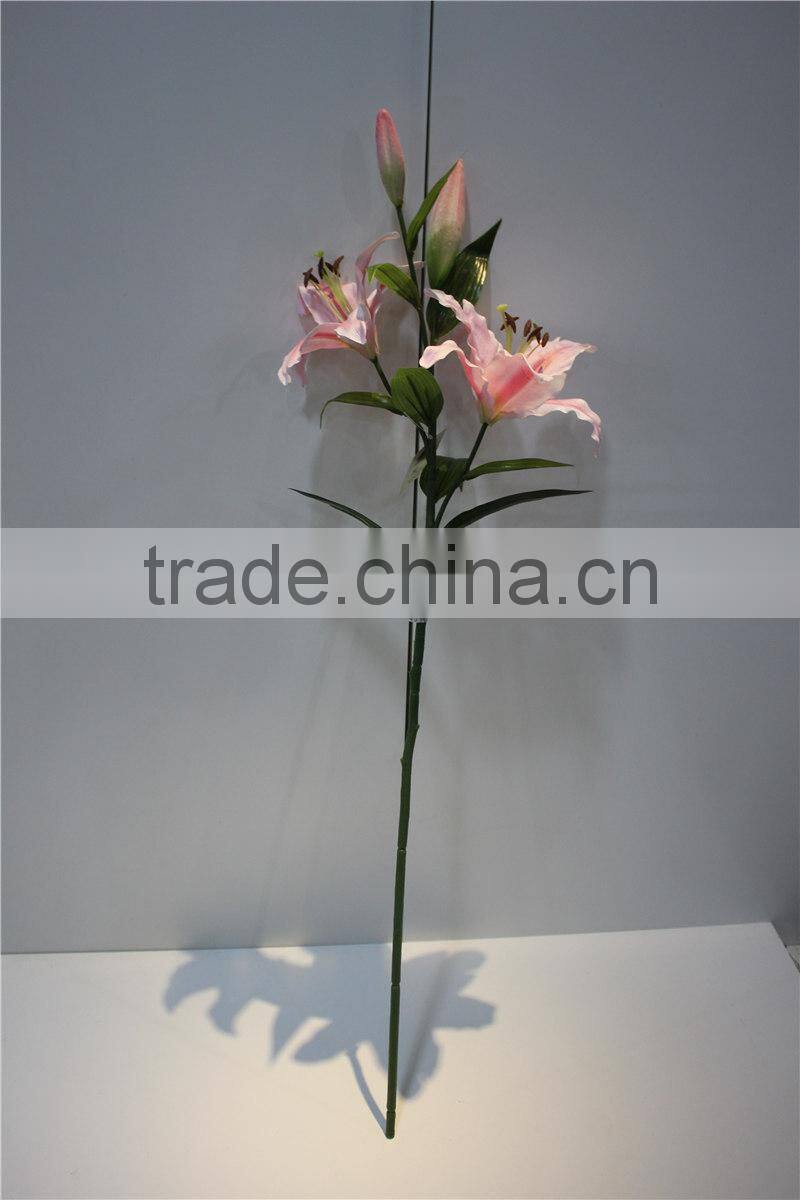 dry flower artificial two flowers two buds lily fabric flower