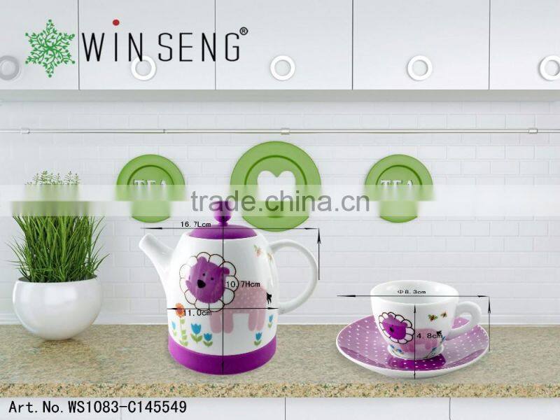 Ceramic Tea Pot Set with Teapot, Two Cups and Saucers,