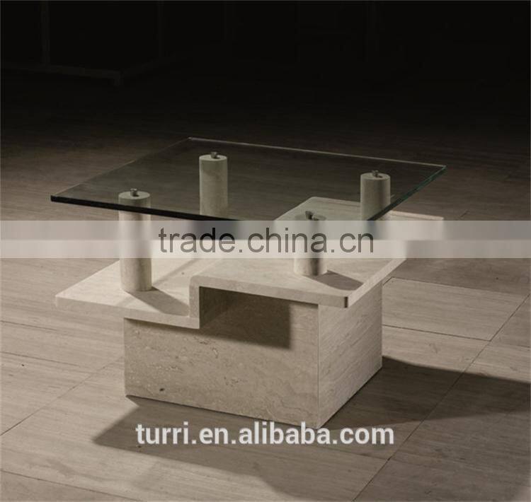 modern marble glass top corner coffee table