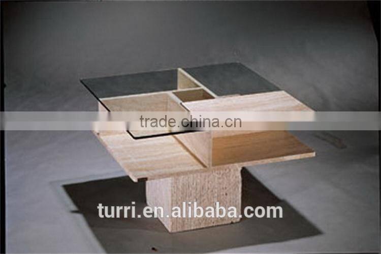 Stylish white square travertine coffee table,Hotel side table
