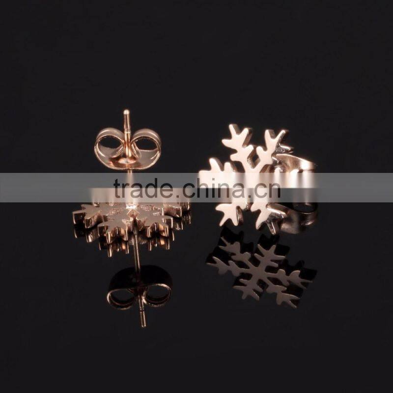 2017 New Arrival 316L Stainless Steel Snow Flower Earring Stud Earring for teens Women