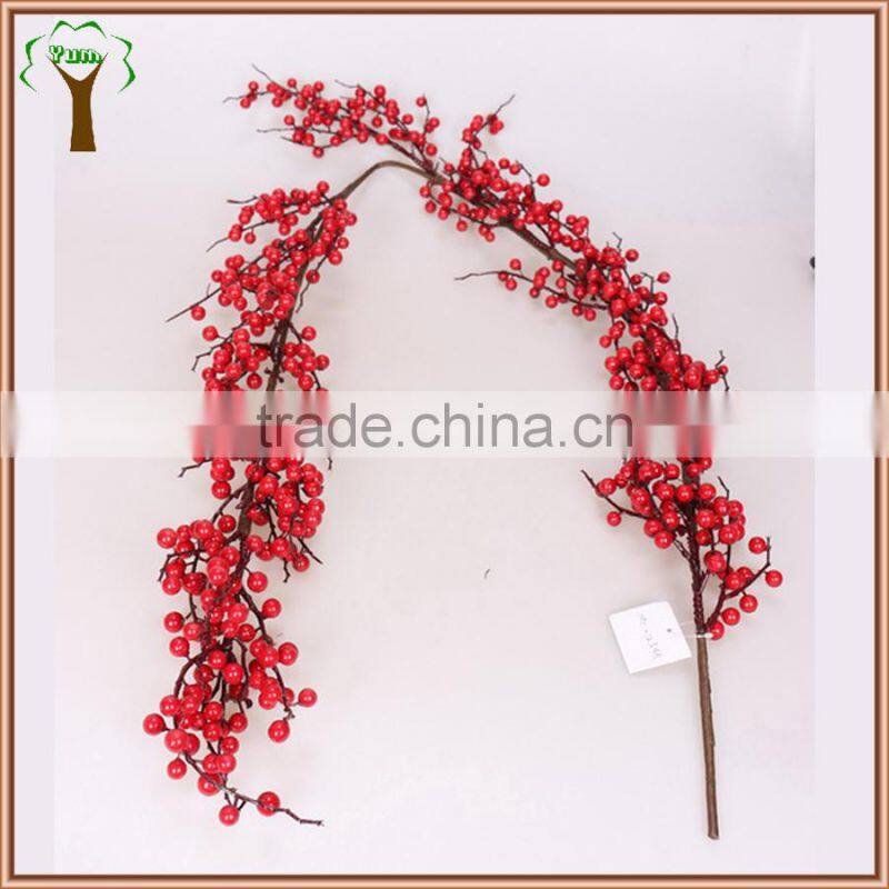artificial red berry red haw fruits branch wholesale