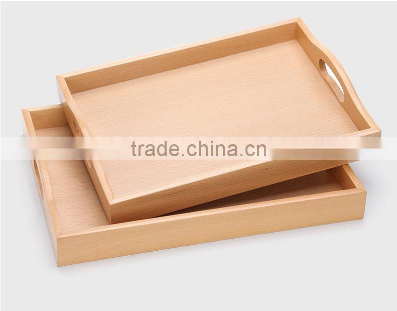 Home deco unfinished Beech wood serving tray for food