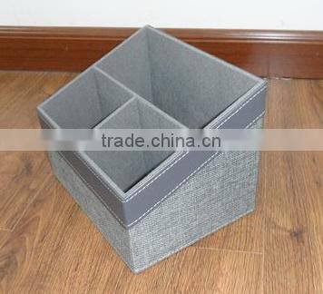 2016 Grid Faux Leather Pen Holder Desk Stationery Organizer