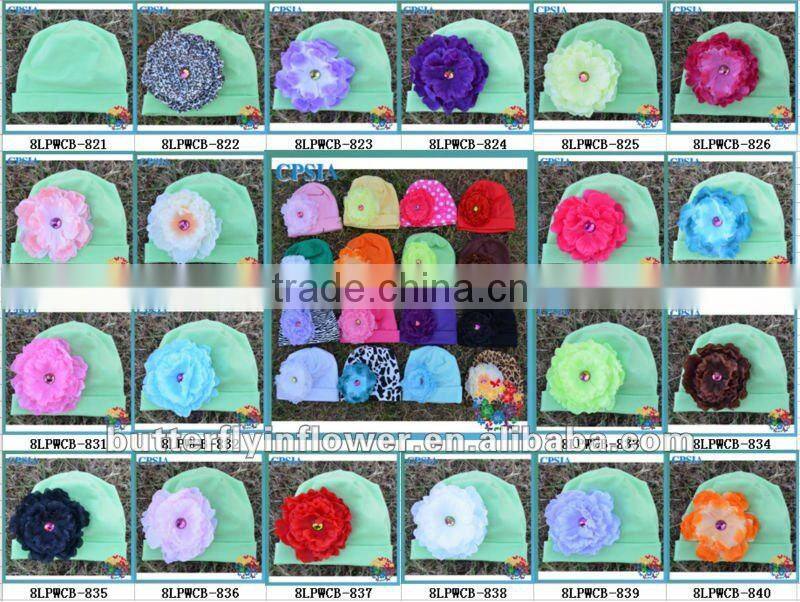 wholesale photo props Toddler Cotton knit beanie with peony flower