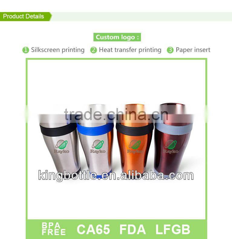 16oz double wall hot selling stainless steel coffee mugs with color coating