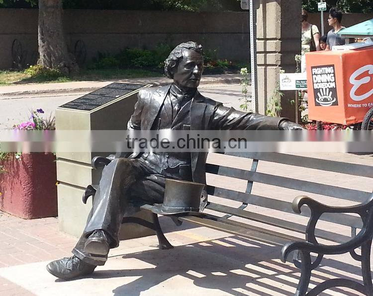 garden outdoor sculptures western micro metal statue sitting man