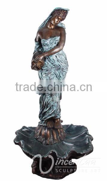 landscape garden decorations bronze metal woman pouring water statue