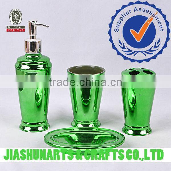Home bathroom Green Plating Ceramic Bathroom Items