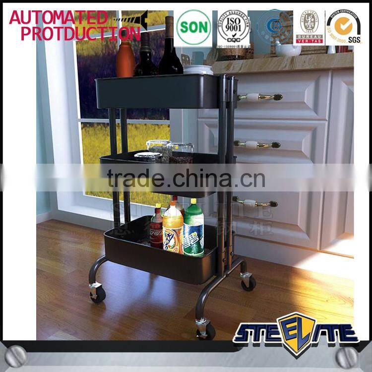 Kitchen furniture turkey 3 tier vegetable metal trolley cart