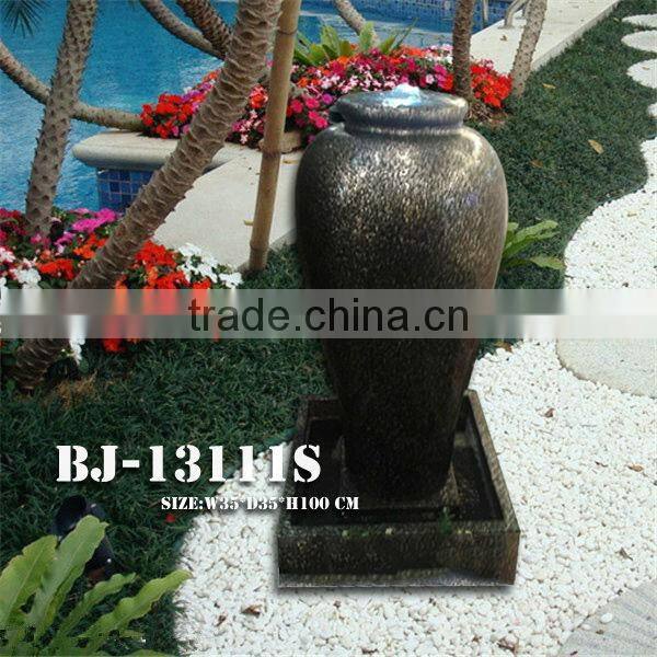 flowing water black vase firber glass fountain