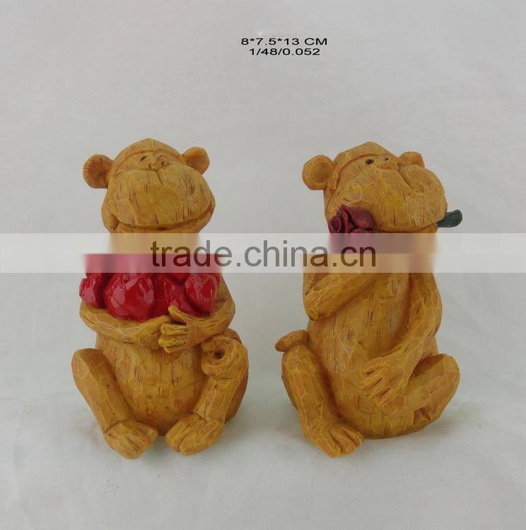 Resin Imitation Wood Effect Monkey Statues