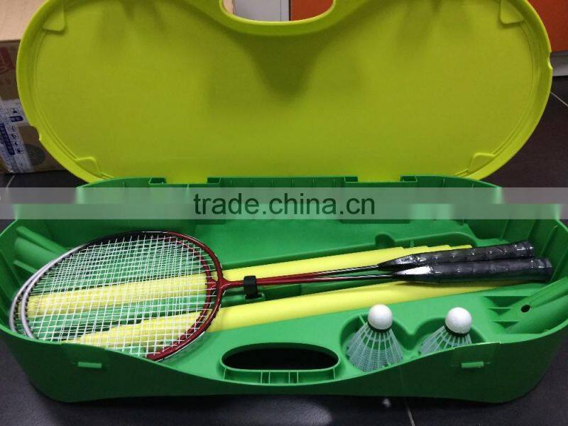 Portable badminton easy set including badminton net rack, battledore and badminton and a case
