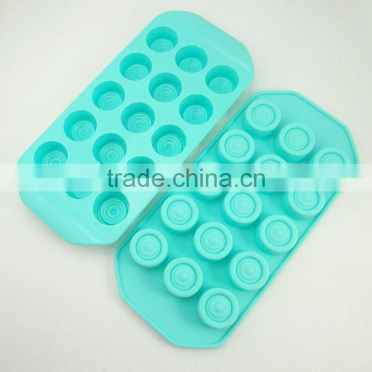 cute 15 cup round chocolate shape silicone ice and cake use cube tray
