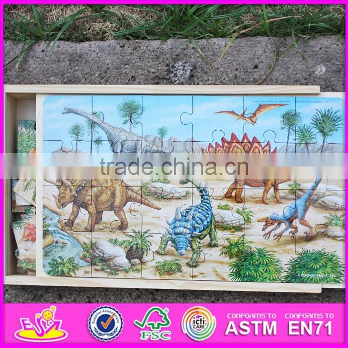 2017 New design pink donkey toy wooden picture puzzle maker W14C248