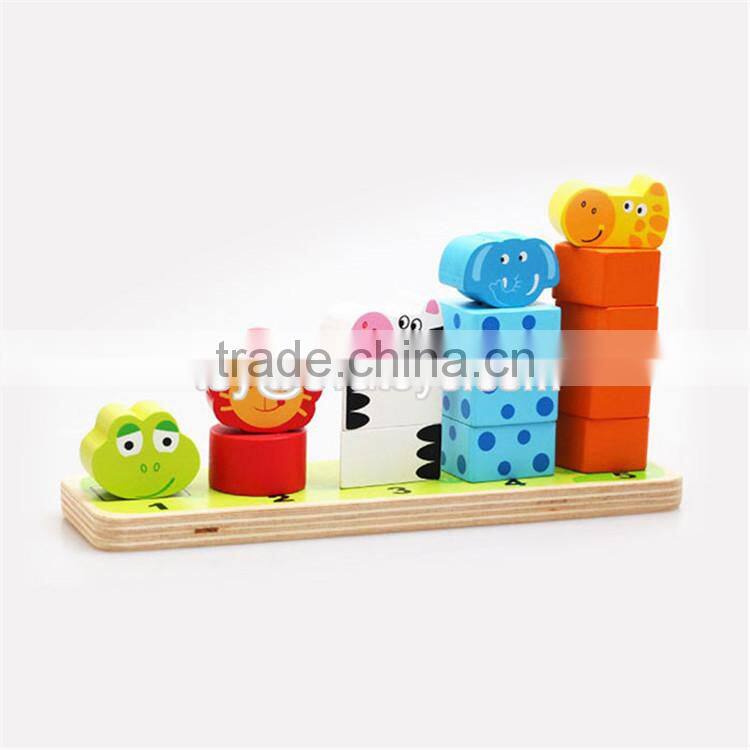 Colorful educational baby stacking toys wooden animal blocks W13D113