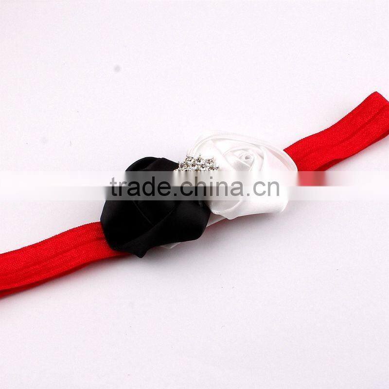 rolled handmade rose flower headband satin flower hair band