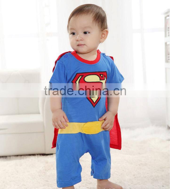 100% cotton superman baby rompers for boy