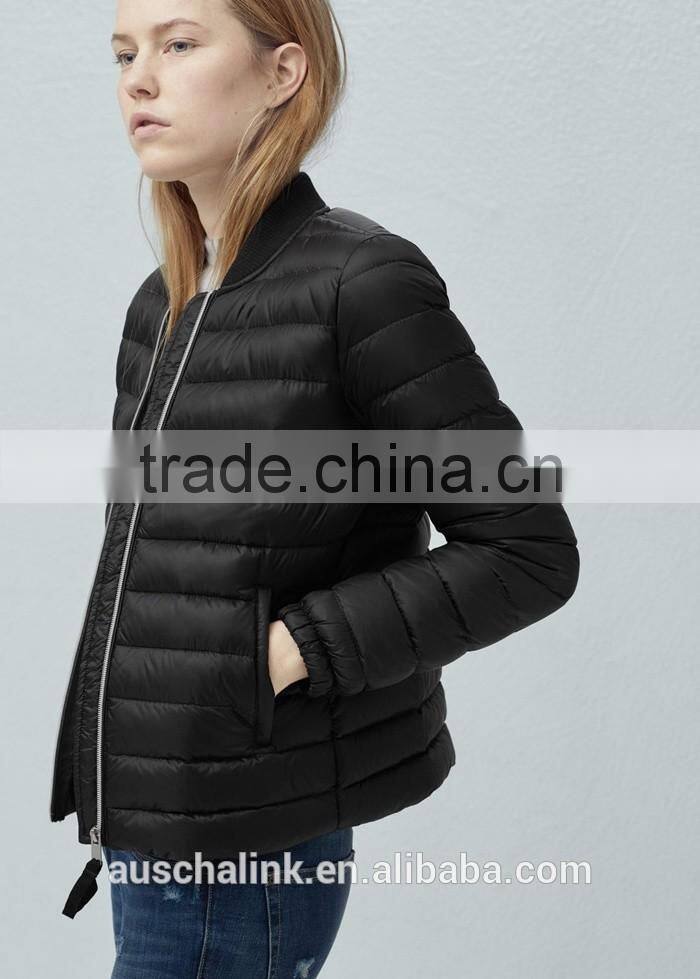 outdoor keep warm women black quited feather down winter coat