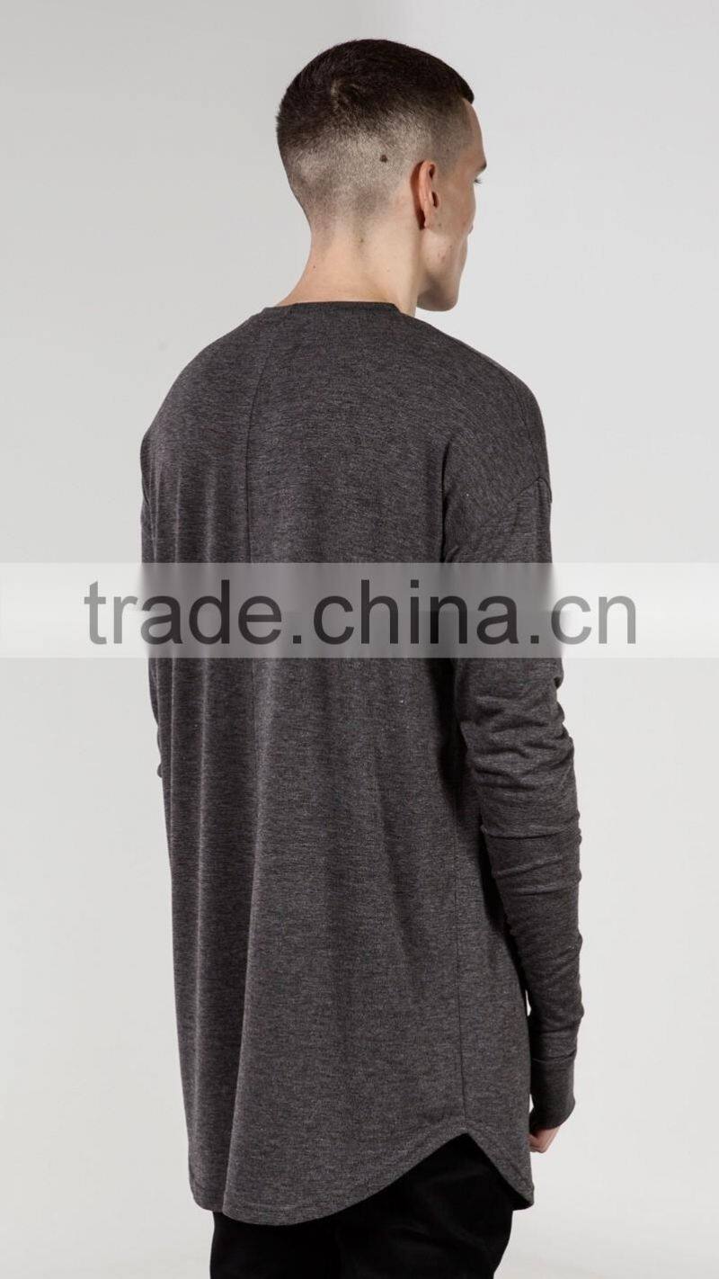 Customized cheap extra long sleeves collar men t-shirt