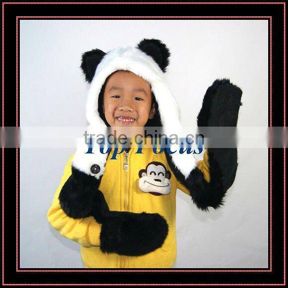 HIGH QUALITY FLUFFY FAUX FUR ANIMAL HOOD BABY HATS PANDA