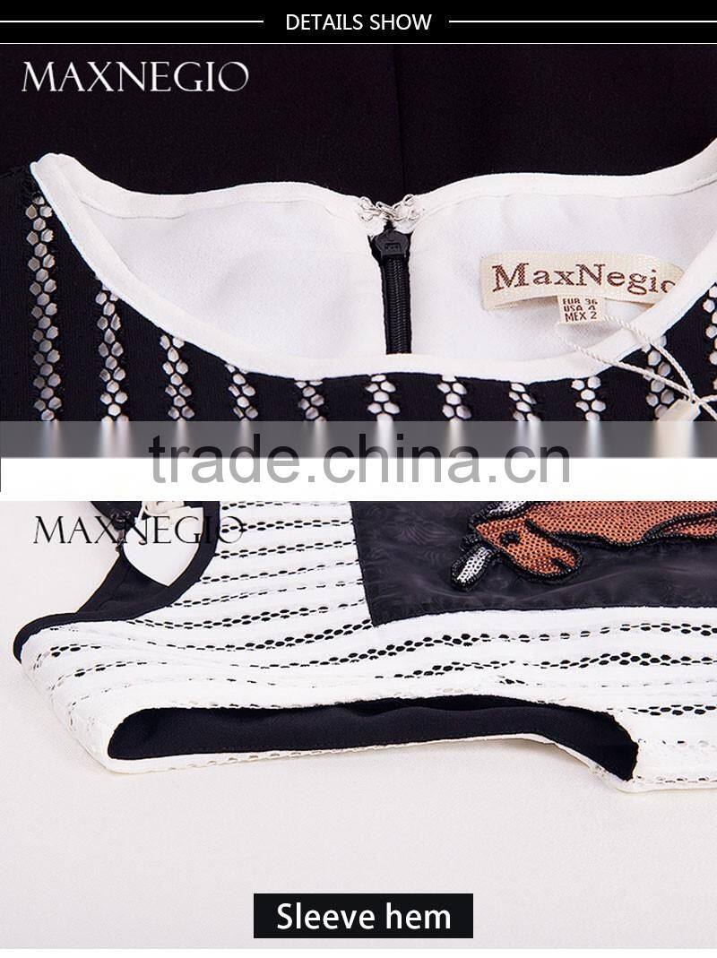 Summer 2016 Hot Sleeveless Patchwork Beading Pencil Dress for Women Elegant OL Above Knee Mini Dress Lady