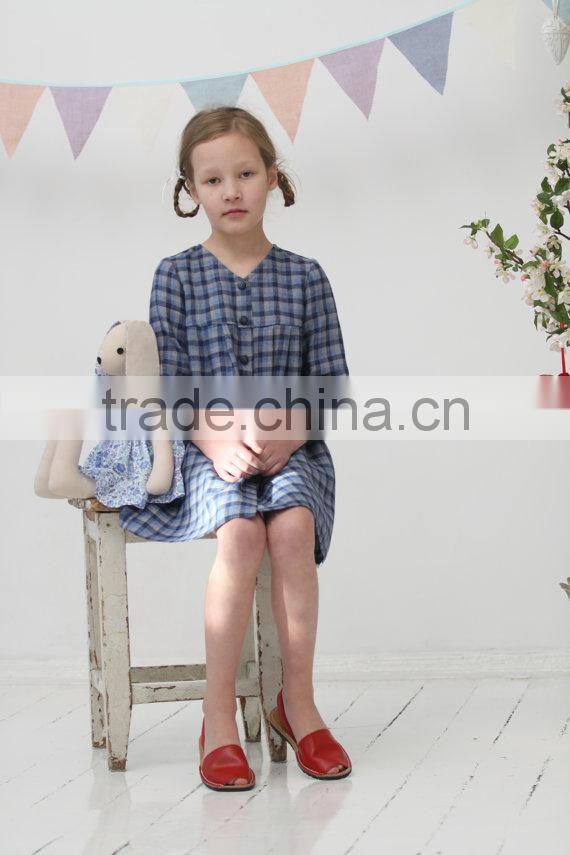 New style children clothes cotton long sleeve plaid wholesale classical fancy baby casual dress