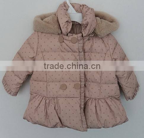 baby girl cute faux fur cap printed padded coat for winter