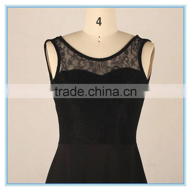 2016 Woman Sexy Club Dress Fashion Lace Patchwork Dress Backless Black Dress