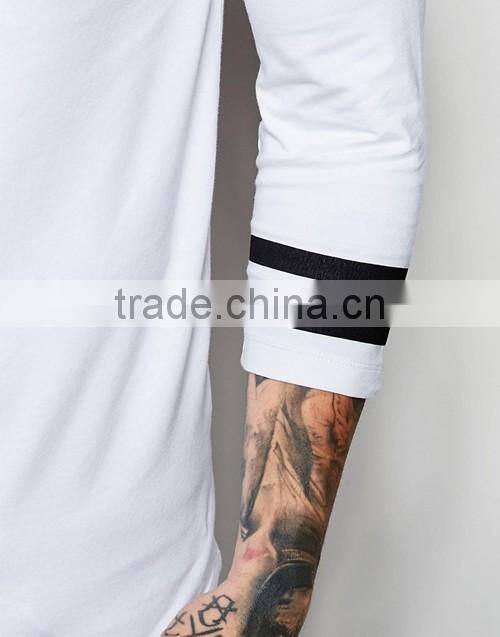 New customize summer white varsity sleeve 3/4 sleeve muscle t-shirt men