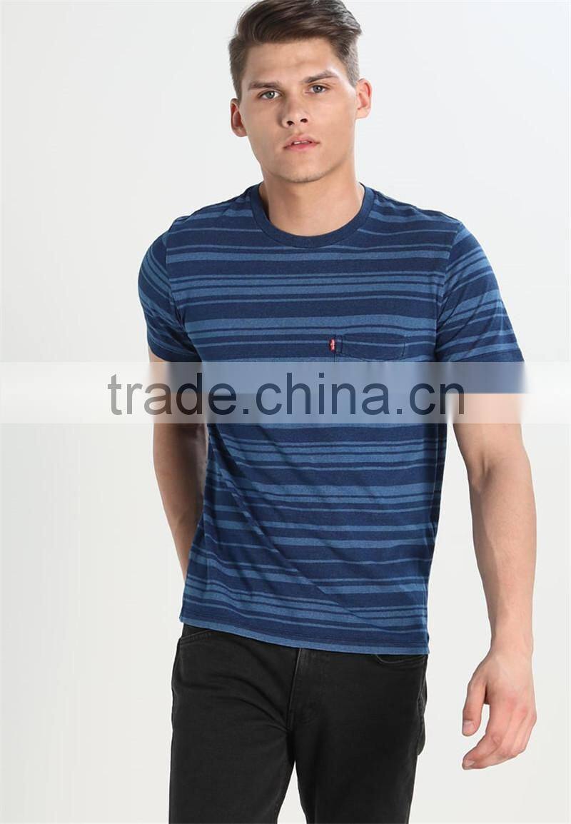 MGOO Slim Fit Horizontal Stripe T-shirts For Men Custom Short Sleeve T Shirt With Pocket