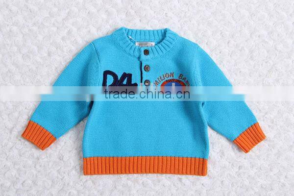 Round neck with buttons boys pullover sweater factory price
