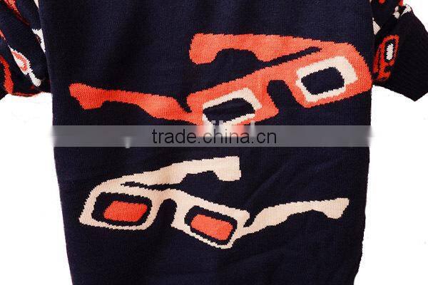 Fashion Glasses Child Jacquard Sweater Knitting Patterns Children Pullover